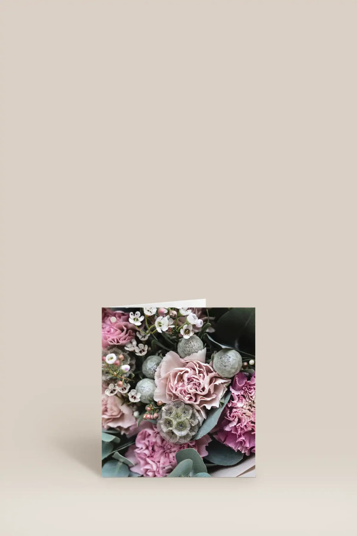 Bukett grön rosa vit