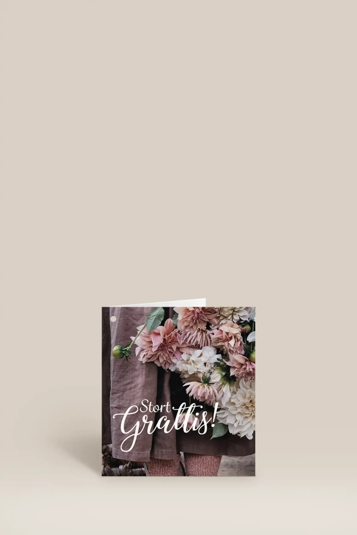 Stort grattis vita & rosa blommor