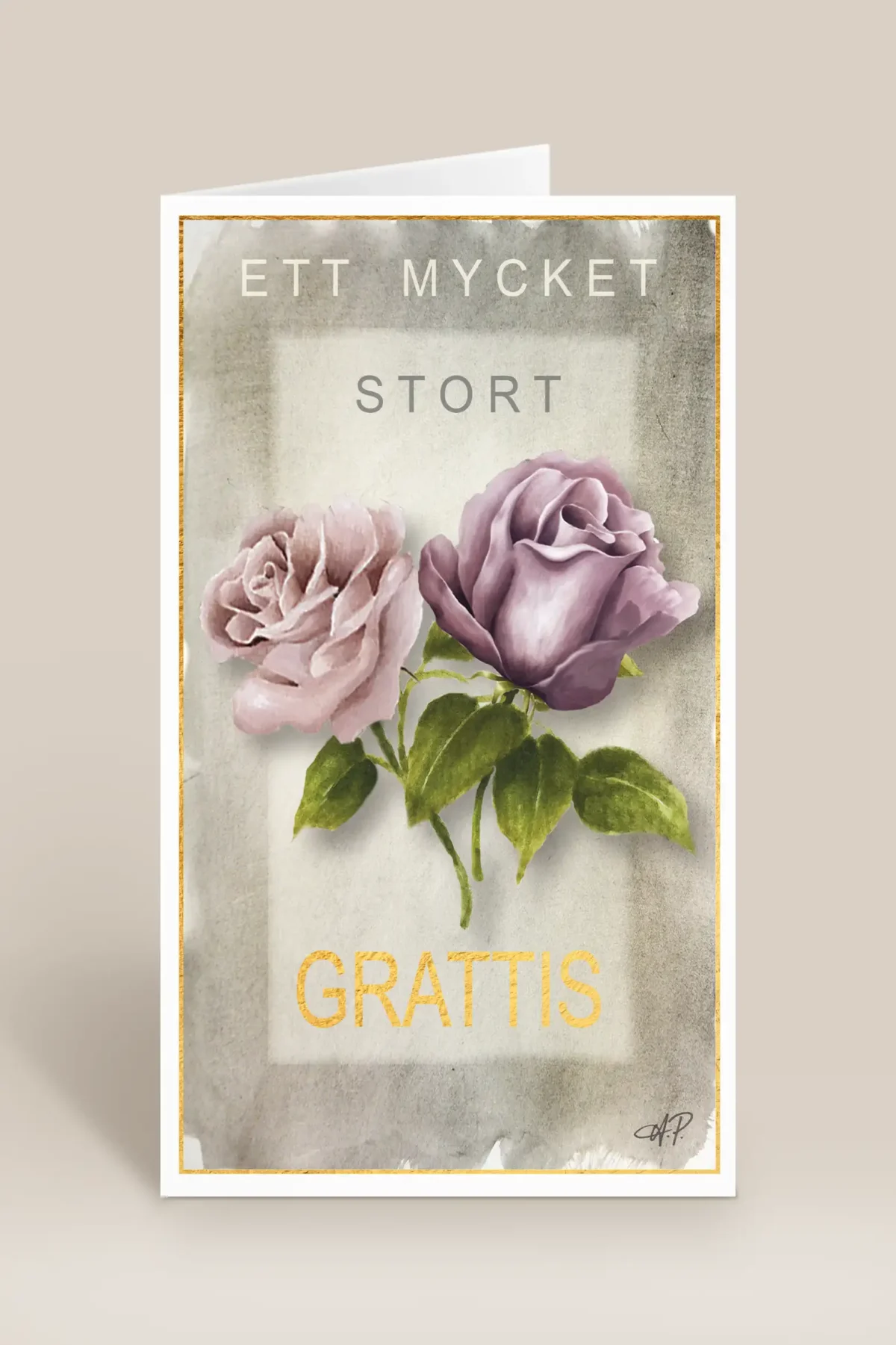 Ett mycket stort grattis lila rosor