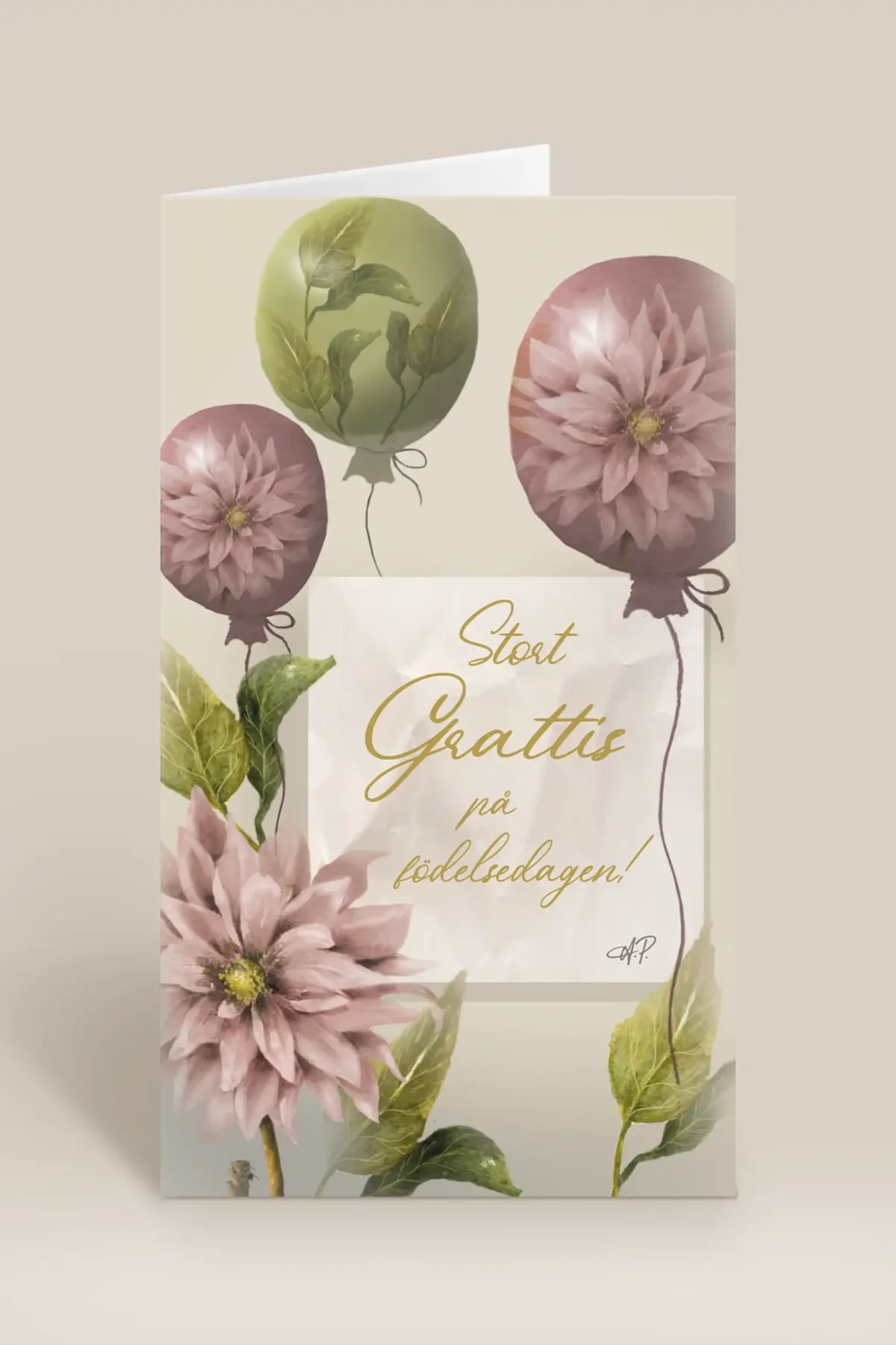 Stort grattis på födelsedagen ballonger & blommor