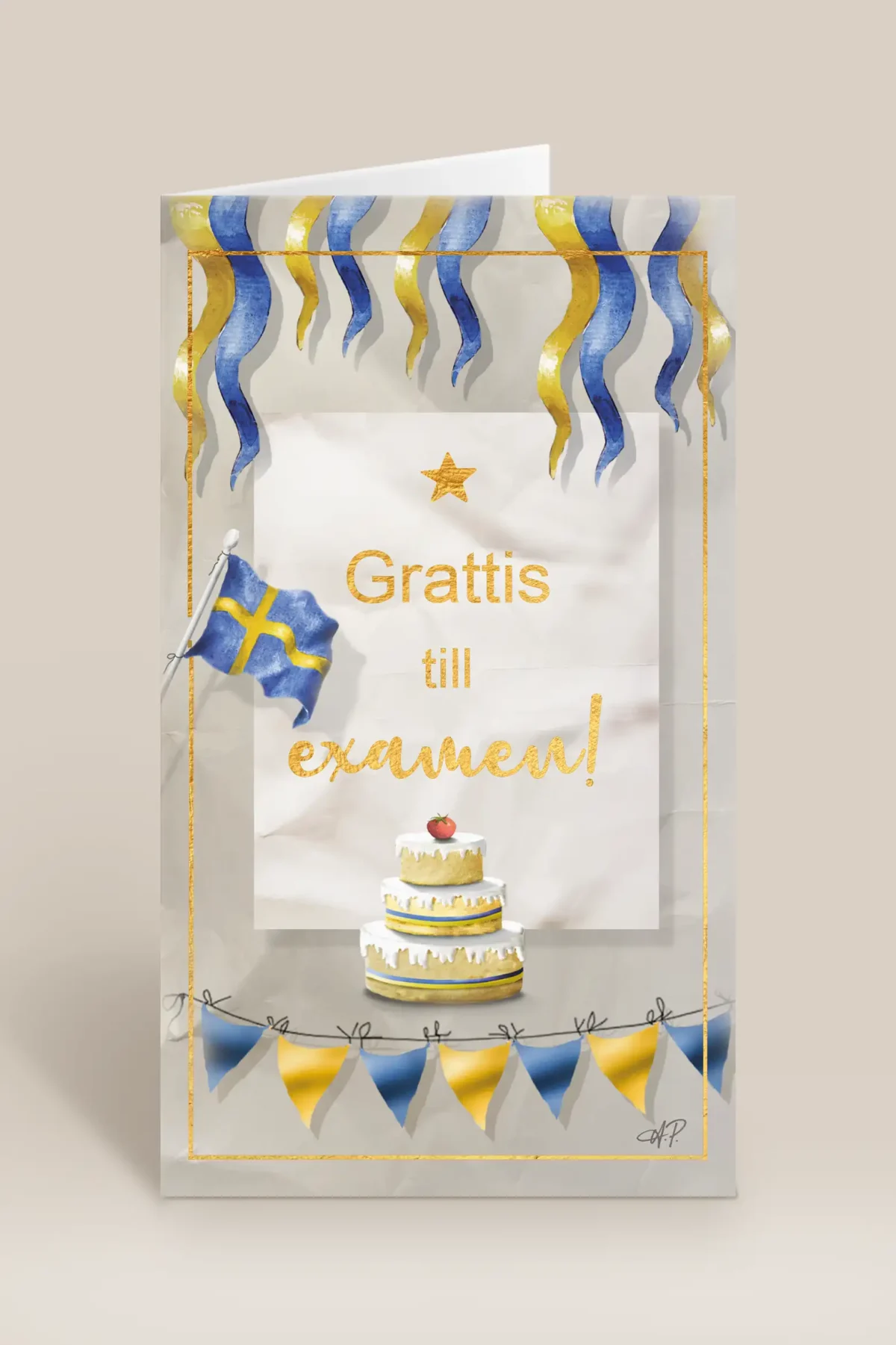 Grattis till examen tårta & vimplar