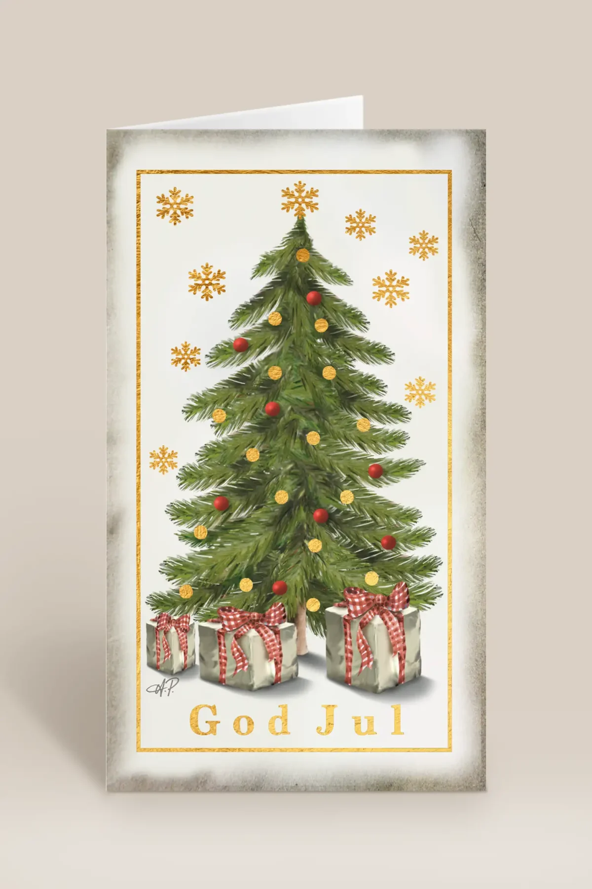 God jul julgran & guldstjärnor