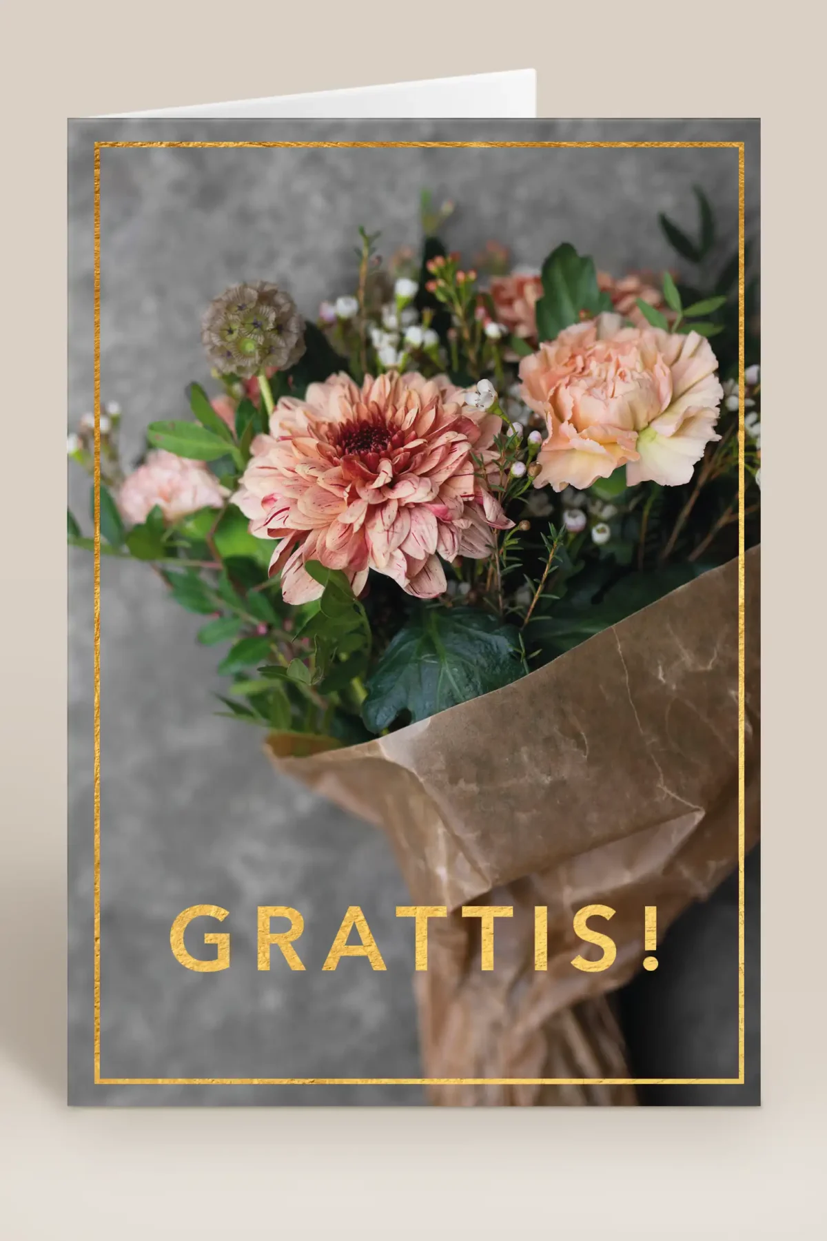 Grattis guld & blomsterbukett