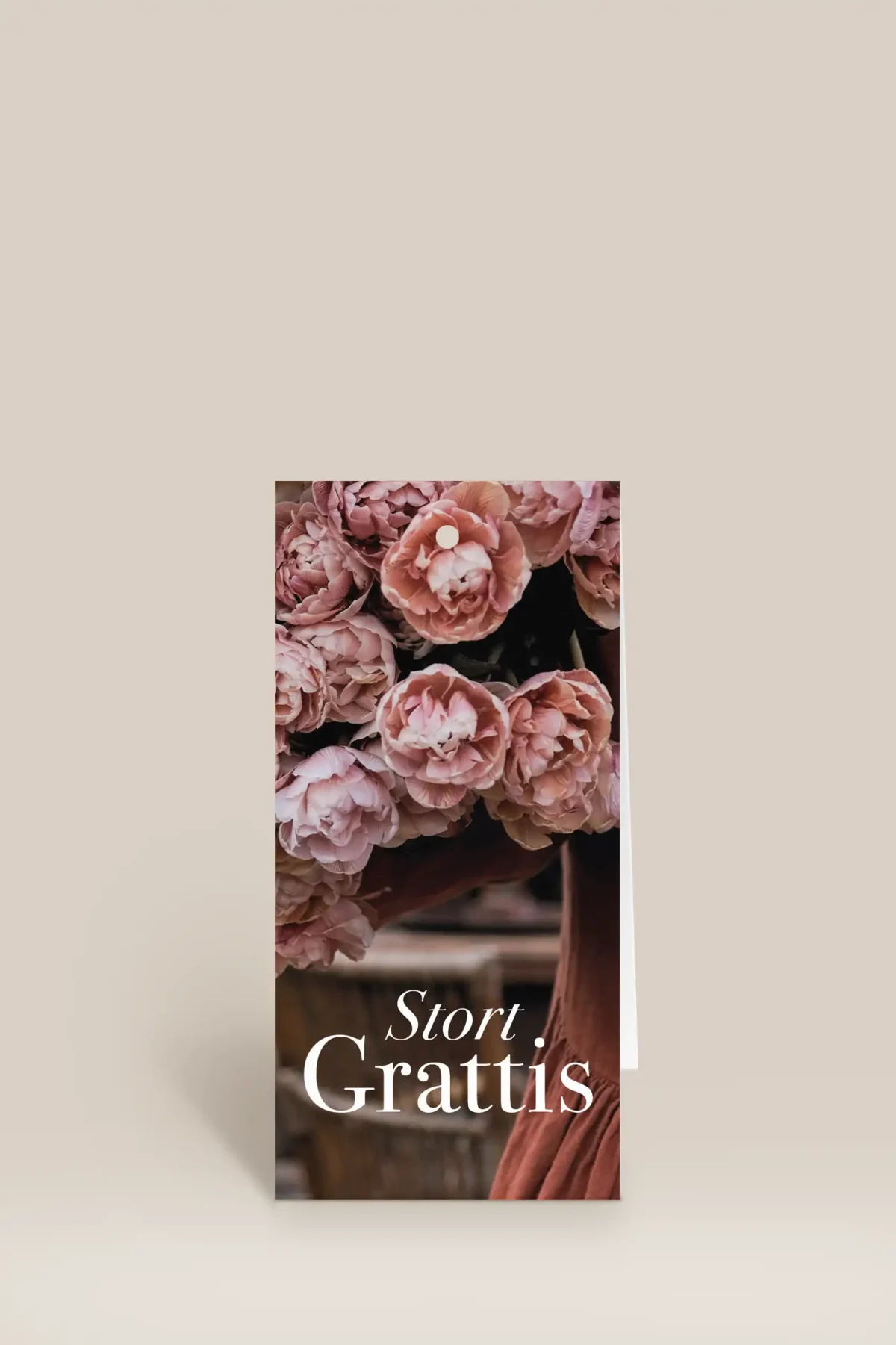 Stort grattis rosa blommor